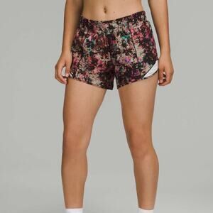 Lululemon Hotty Hot Low-Rise Lined Short 4" Stencil Blossom Red Women's Size 0